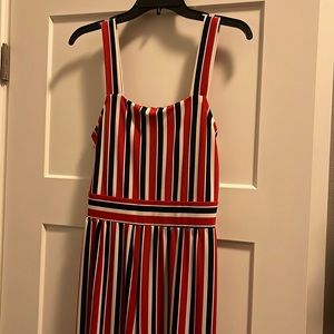 Express red and black striped jumpsuit